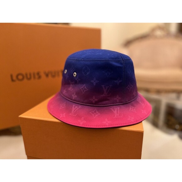 Louis Vuitton Illusion Monogram Hat Pink & Blue Reversible SZ L  💯Authentic 🥇 - Picture 1 of 16